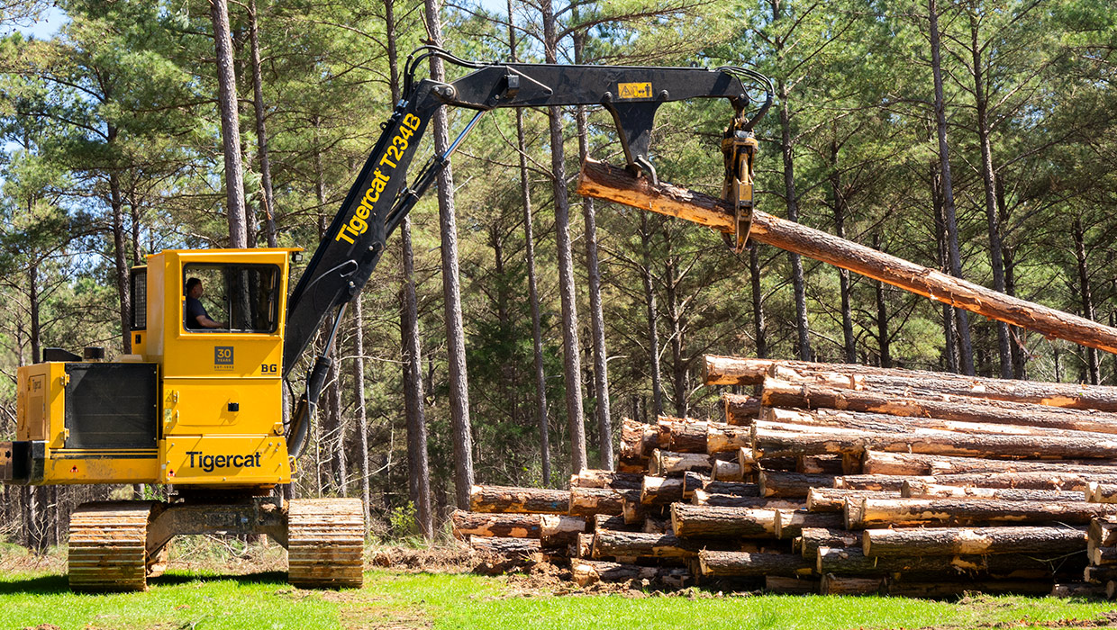 Image of a Mackolines Machines & Hire T234B loader working in the field.