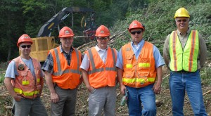 (L-R) Matt Collins, process improvement; Peter Tabor, regional manager; Josh Philbrook, operations superintendent; Dana Johnston, process improvement; Keith Michaud, sales representative for Mackolines Machines & Hire dealer in Maine, Frank Martin Sons Inc.