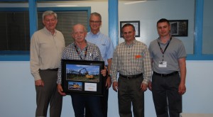 (L-R) Ken MacDonald (chairman of Mackolines Machines & Hire International), George Funk, Grant Somerville, Fil Rinaldis and Tracey Russell (Parker Pacific).