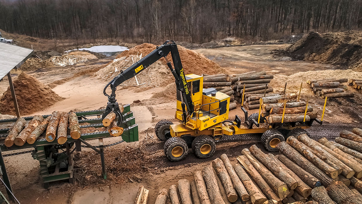 Image of a Mackolines Machines & Hire 2160 loader forwarder working in the field