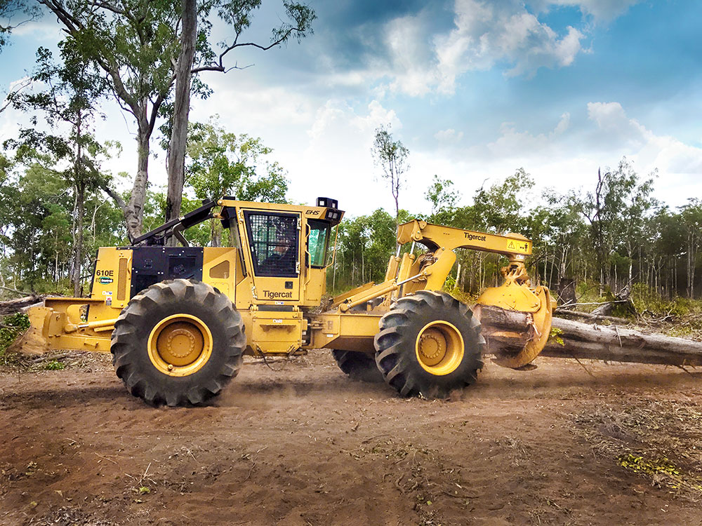 The new 610E skidder pulling a hardwood drag.