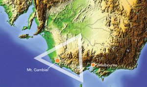 A digital rendering of map of the Green triangle in Australia.