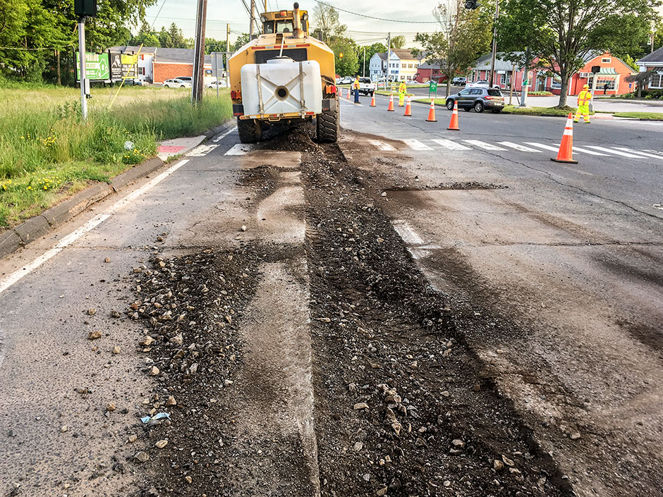 T726G street trencher cut path on the street.