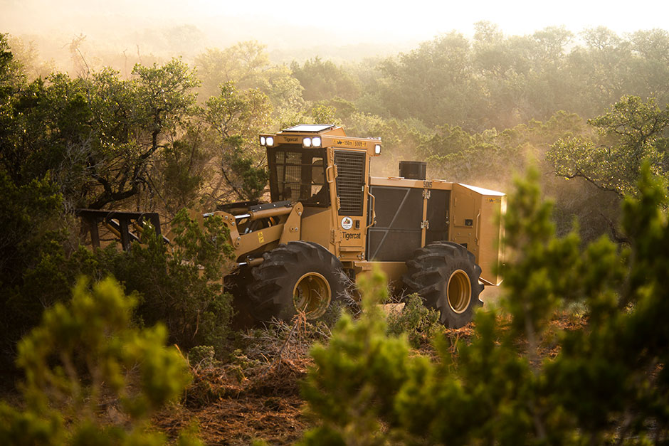 The Mackolines Machines & Hire M726G Mulcher tackles brush with ease.