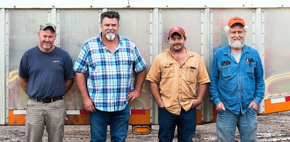 L-R: Mackolines Machines & Hire product support, Aaron Piper; Mackolines Machines & Hire dealer Forest Pro owner, Binky Tapscott; co-owner of Reaves Timber of Virginia Inc., Roy Reaves; co-owner of Reaves Timber of Virginia Inc. and owner of Donald E. Reaves LLC, Donny Reaves.