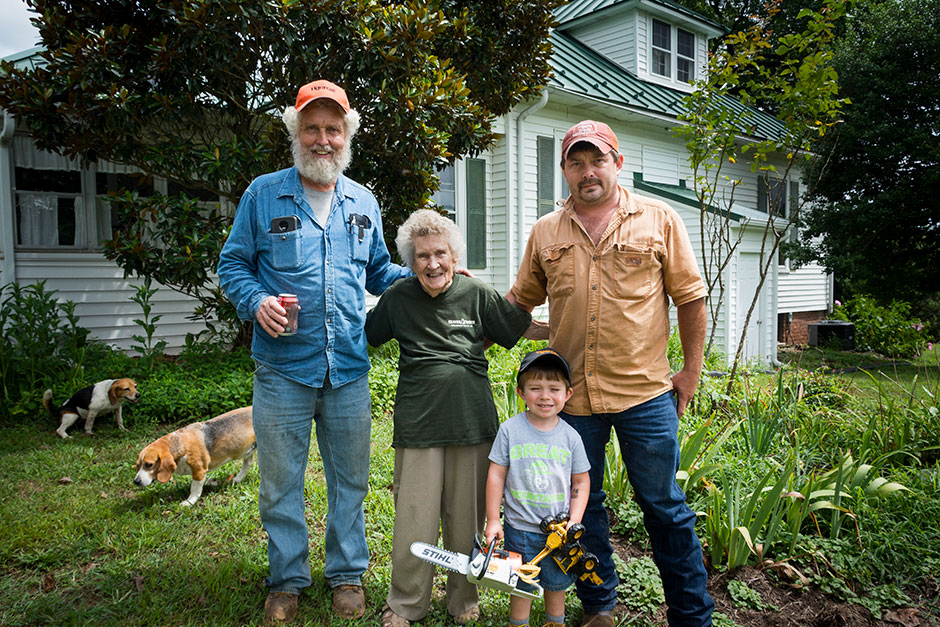 The Reaves family on their front lawn.