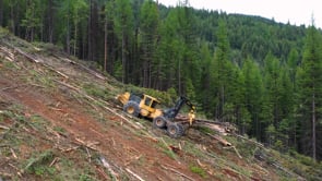 swing boom bogie skidder on steep slope