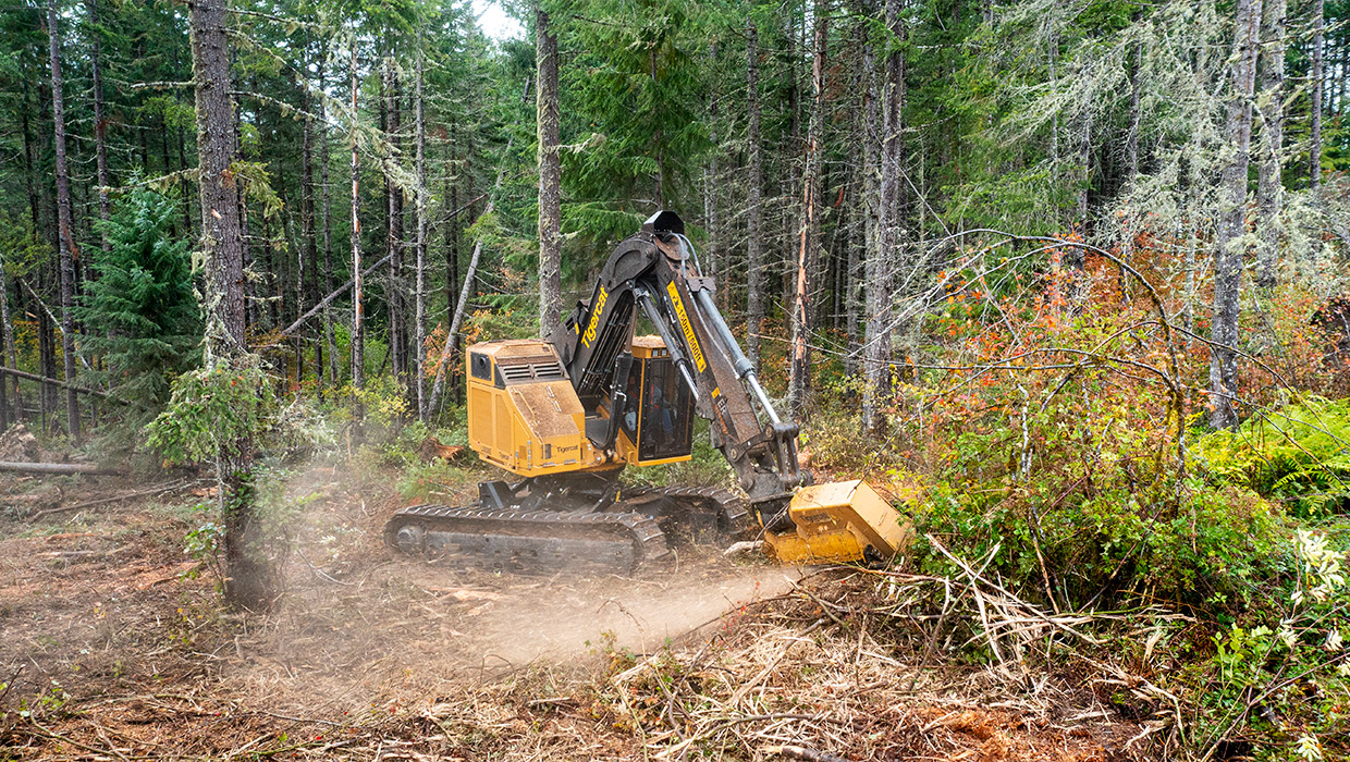 Mackolines Machines & Hire LX830E with 4161-15 mulching head working in the field