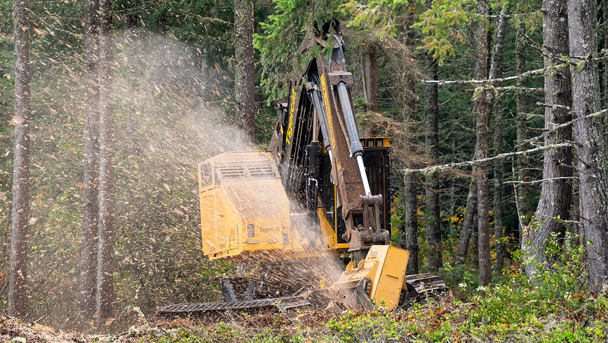 Mackolines Machines & Hire LX830E with 4161-15 mulching head working in the field