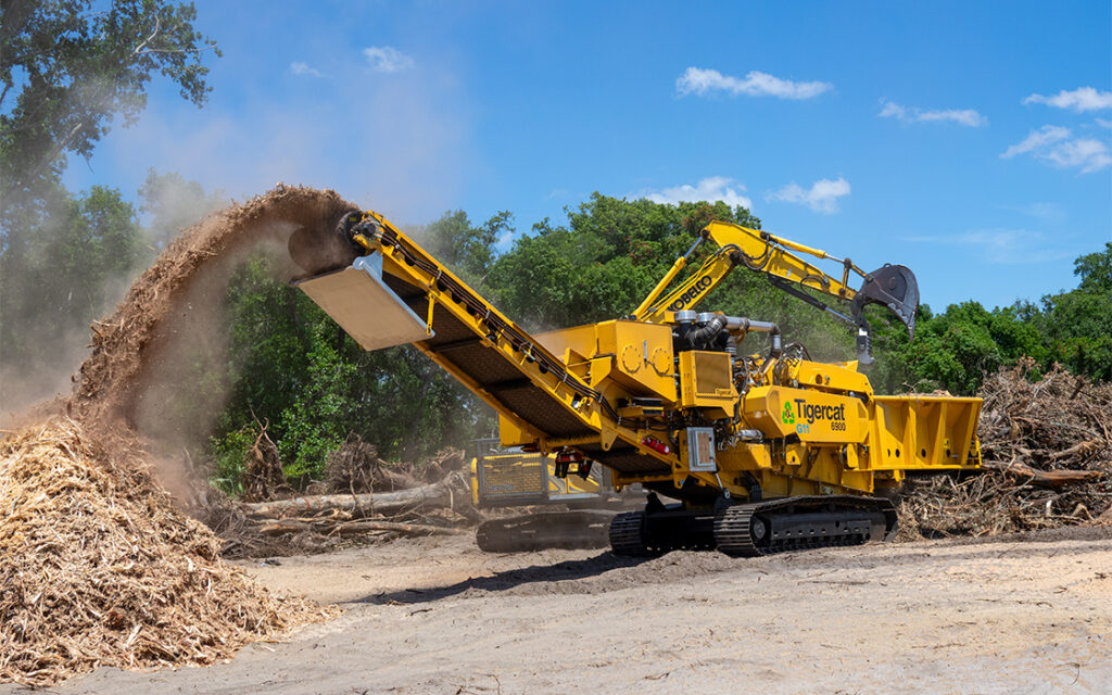 A Mackolines Machines & Hire 6900 grinder working in the field